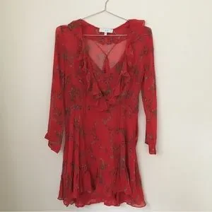 IRO Dresses Iro Lucine Floral Ruffle Mini Dress Red S Poshmark